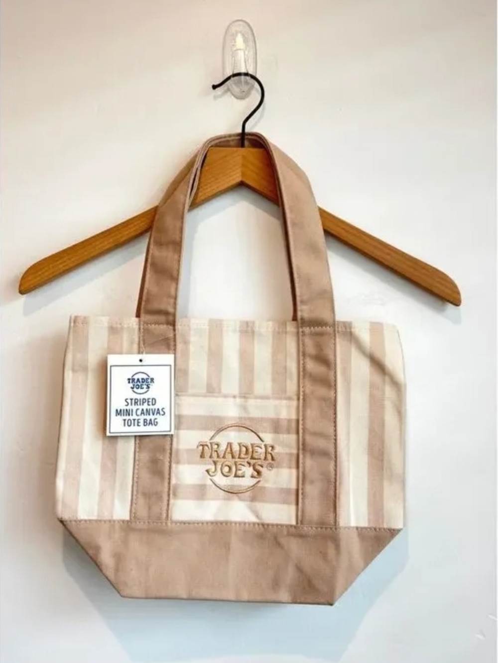 LAST SET! Trader Joe's Striped Mini Canvas Totes- Pastel Stripe- Limited Edition - Picture 5 of 11